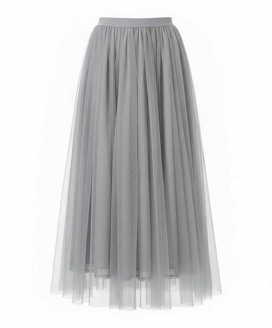 Women's High Waisted Midi Skirt - Soft Layered Tulle Style