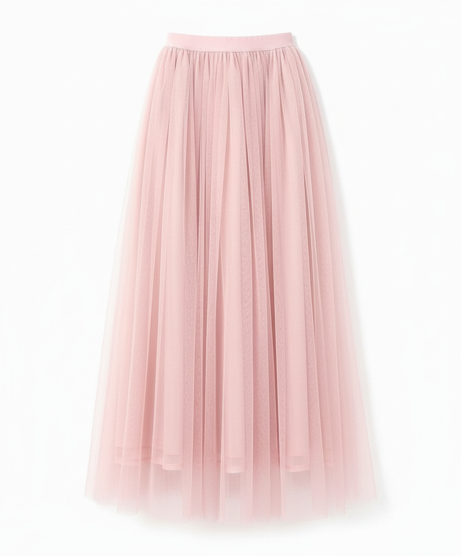 Women's High Waisted Midi Skirt - Soft Layered Tulle Style