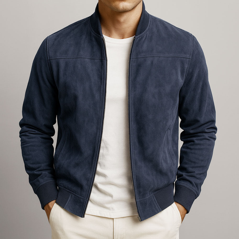 Men's Bomber Jacket Stand Collar Zip Comfortable Modern Fit