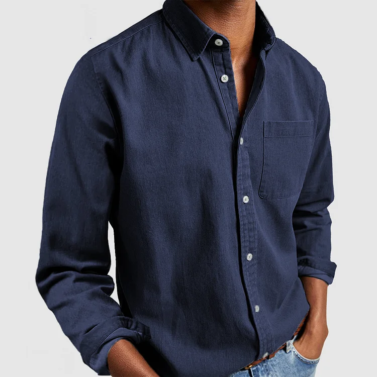 Men's Front Pocket Long Sleeve Shirt - Rugged Style