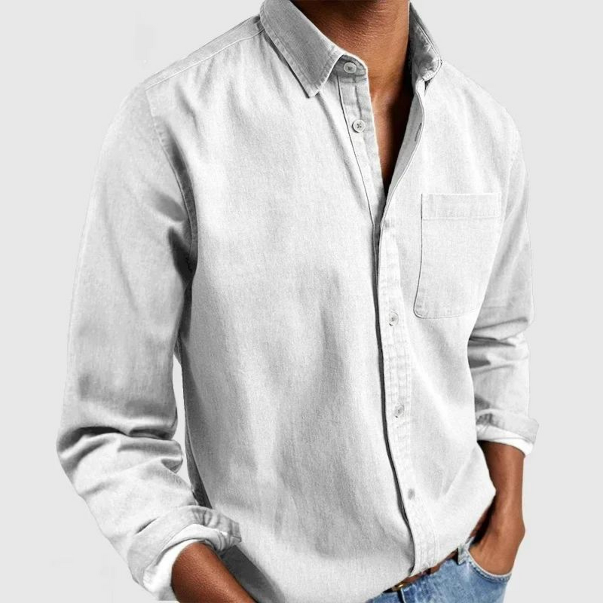 Men's Front Pocket Long Sleeve Shirt - Rugged Style