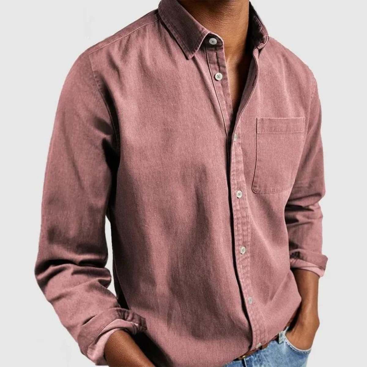 Men's Front Pocket Long Sleeve Shirt - Rugged Style