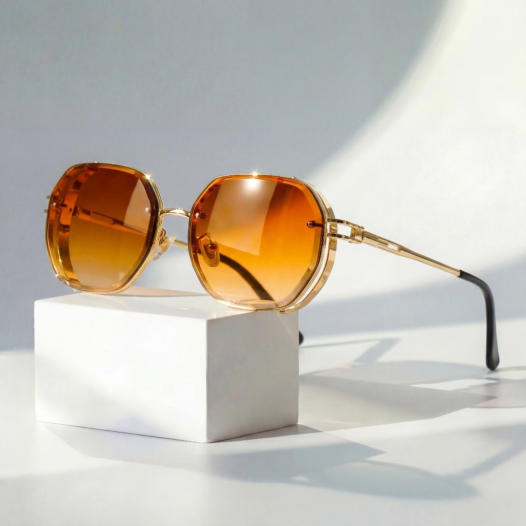 Men's Geometric Sunglasses - Metal Frame and Gradient Lenses