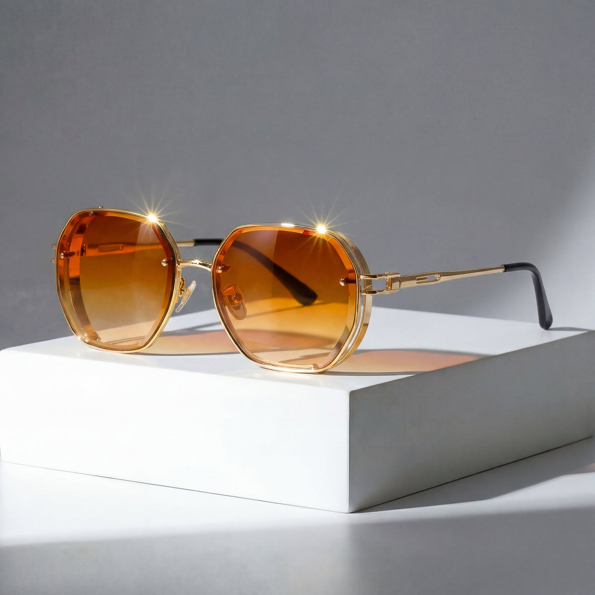 Men's Geometric Sunglasses - Metal Frame and Gradient Lenses
