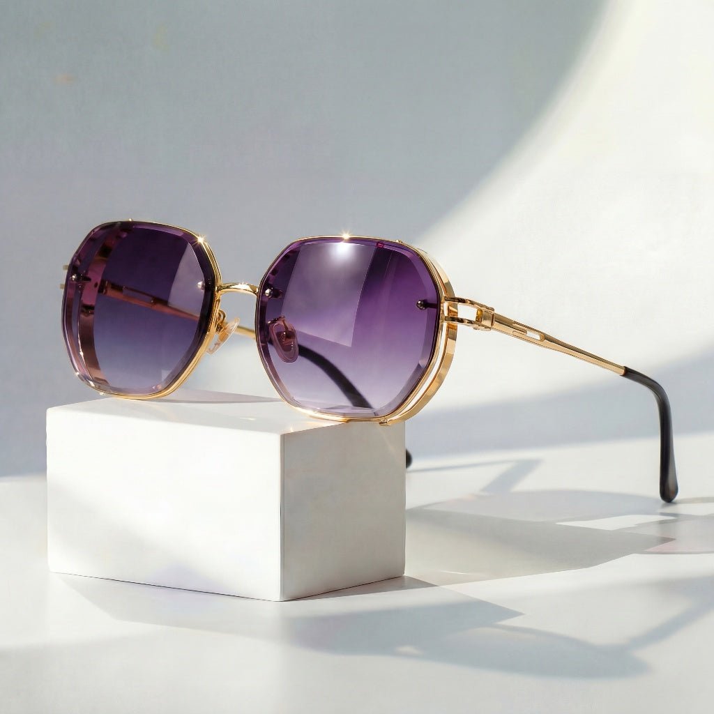 Men's Geometric Sunglasses - Metal Frame and Gradient Lenses
