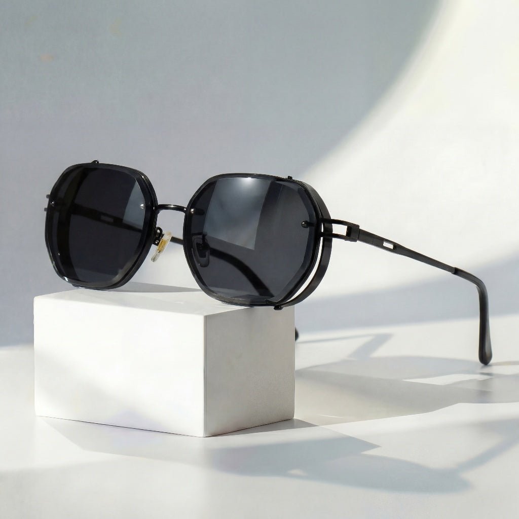Men's Geometric Sunglasses - Metal Frame and Gradient Lenses