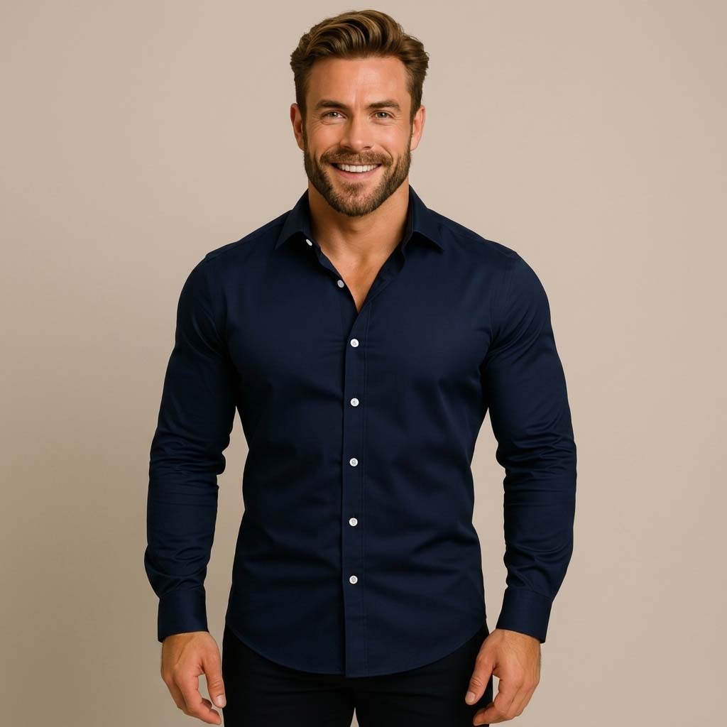 Men's Long-Sleeved Button Down Shirt - Wrinkle-Free Finish