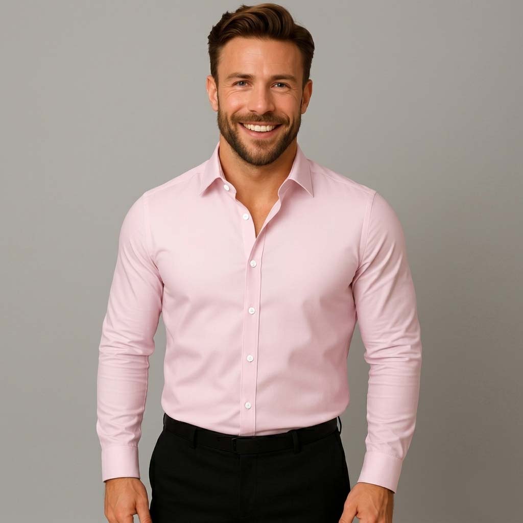 Men's Long-Sleeved Button Down Shirt - Wrinkle-Free Finish