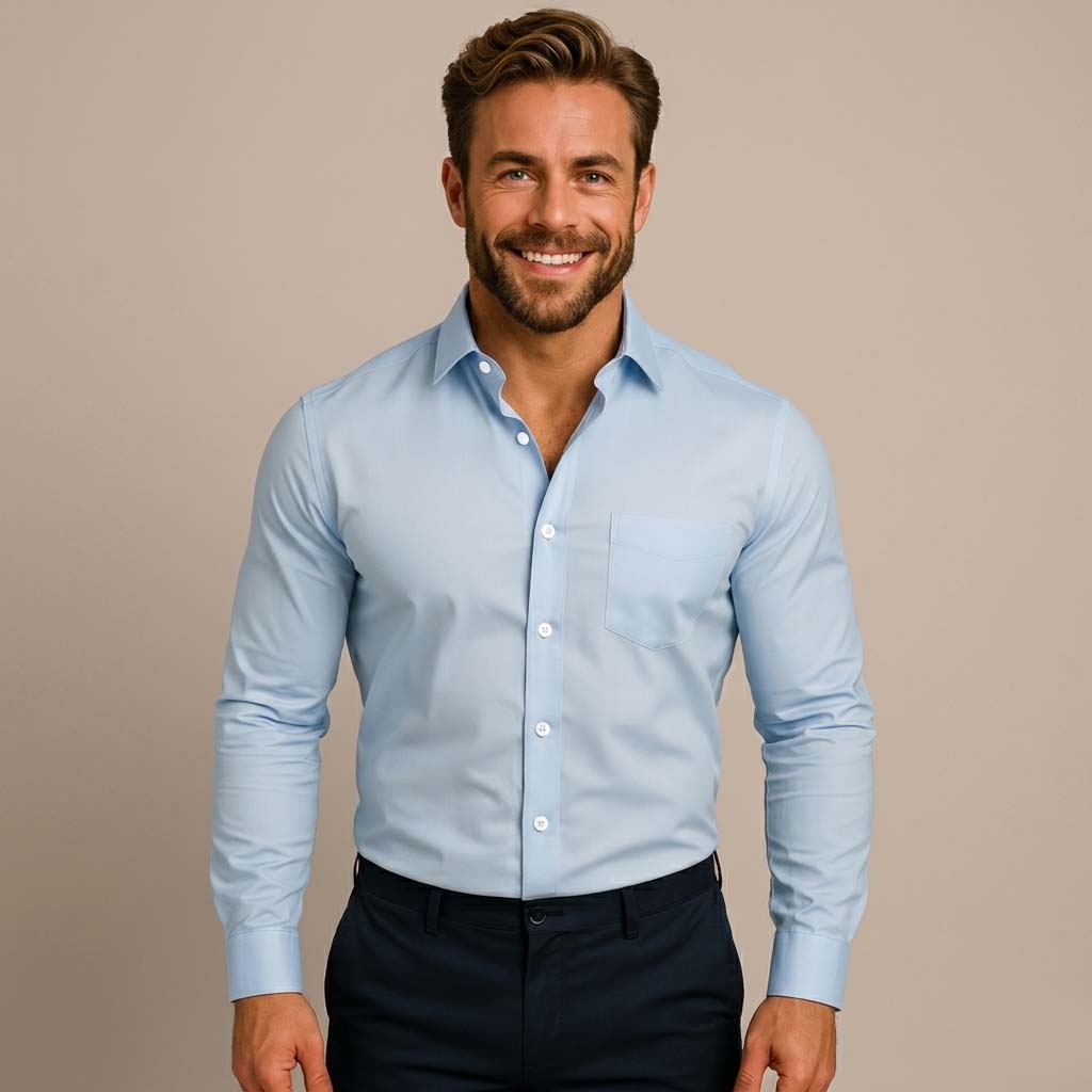 Men's Long-Sleeved Button Down Shirt - Wrinkle-Free Finish