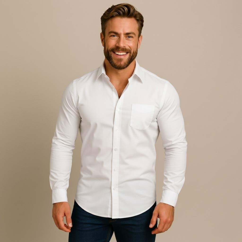 Men's Long-Sleeved Button Down Shirt - Wrinkle-Free Finish