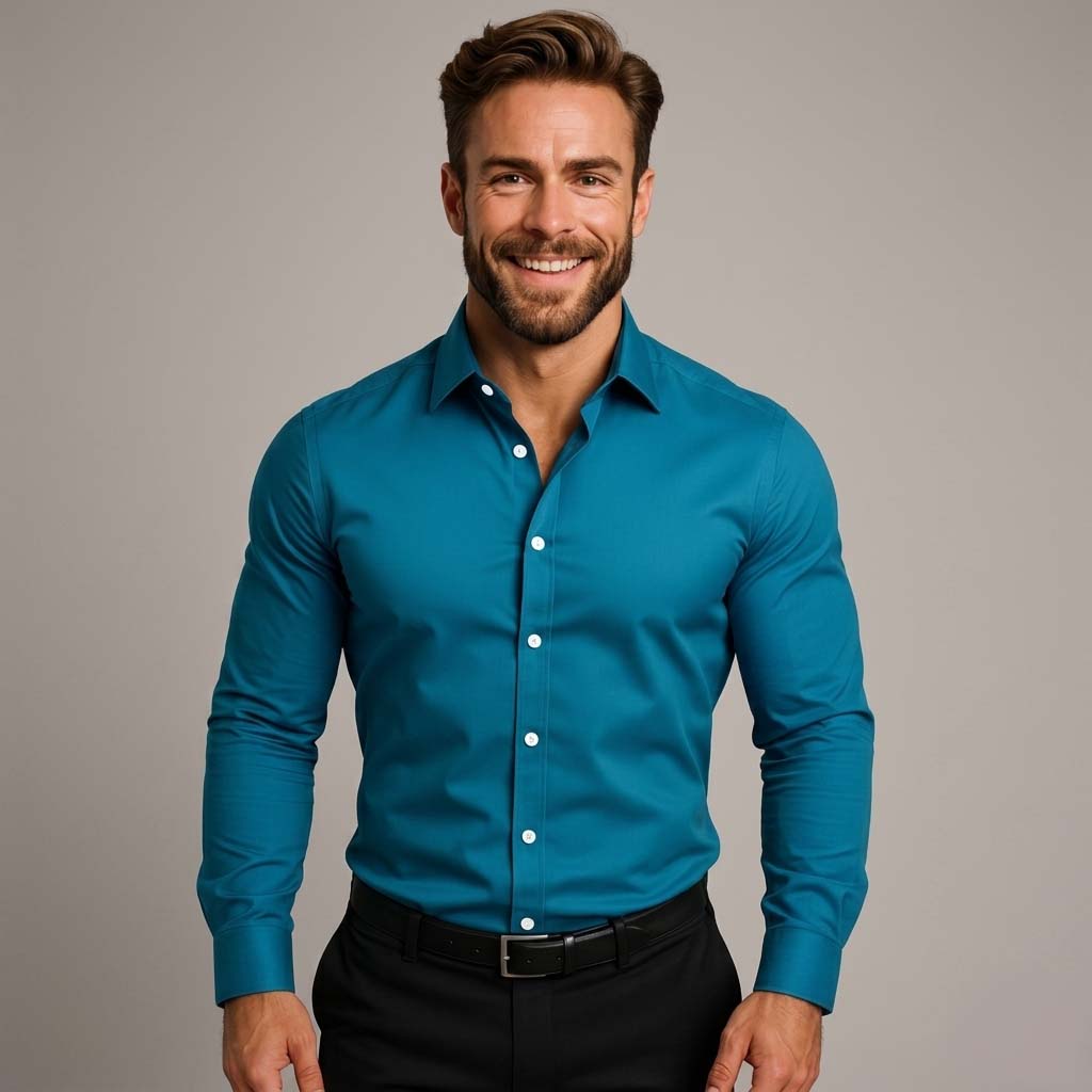 Men's Long-Sleeved Button Down Shirt - Wrinkle-Free Finish