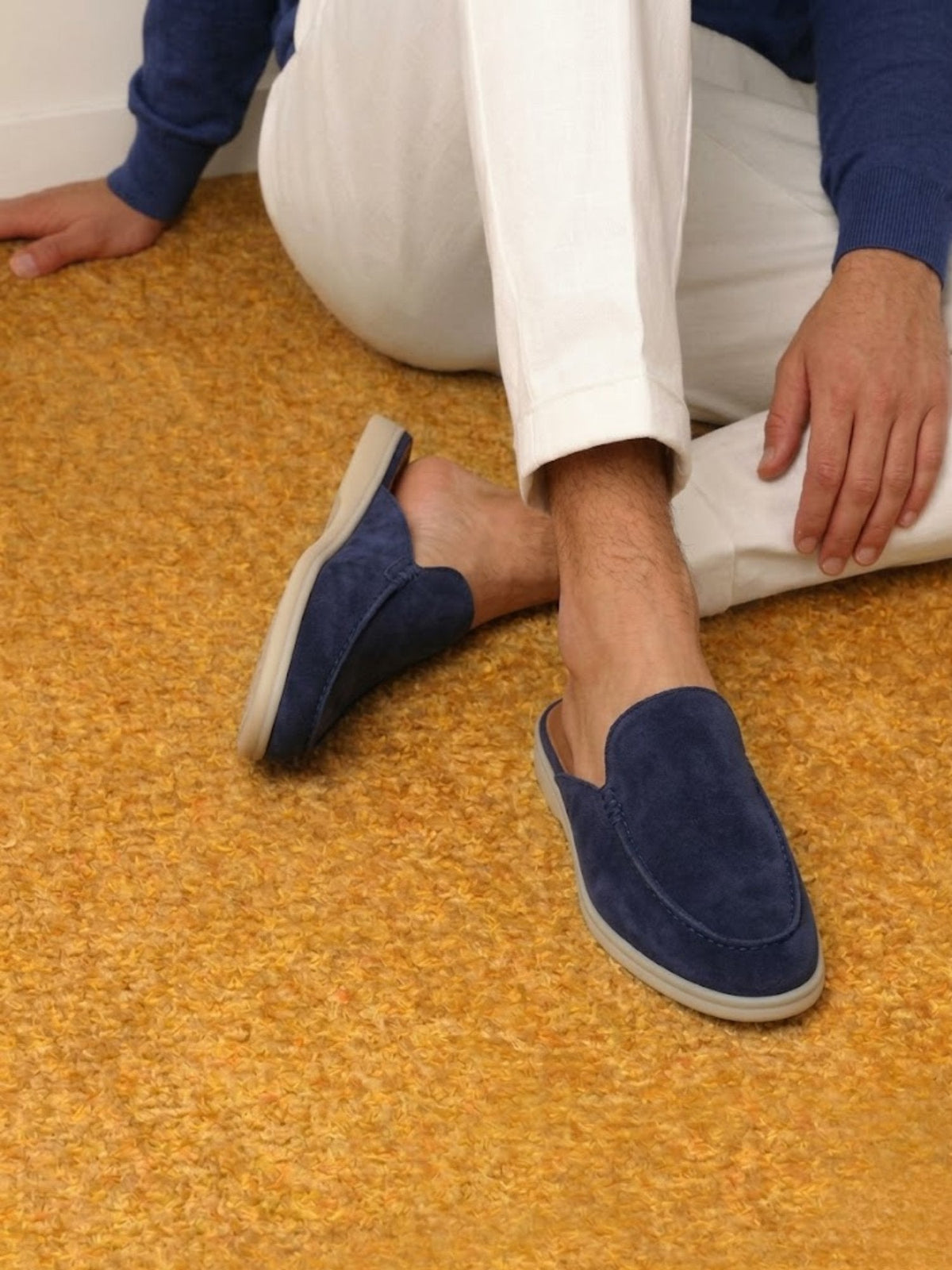 Men's Orthopedic Casual Slip-On Mules Stitched Detail and Open Back