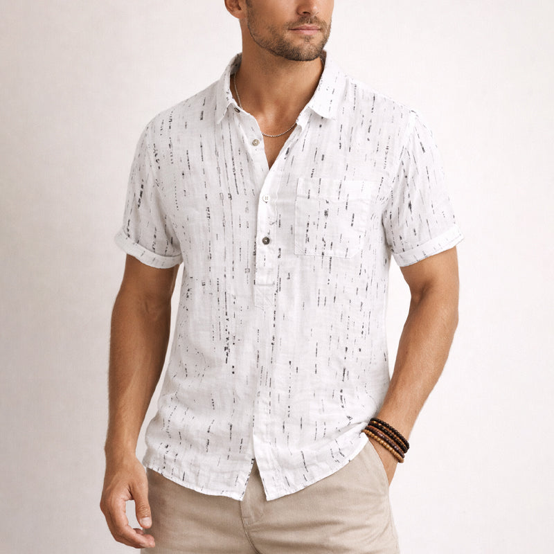 Men's Relaxed Fit Button-Down Shirt - Broken Stripe Pattern