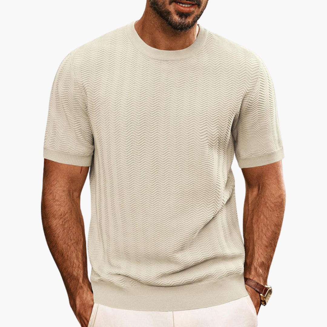 Men's Relaxed Fit Short Sleeve T-Shirt - Chevron Knit Texture