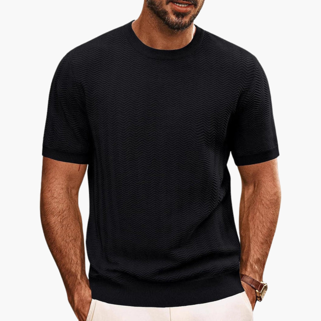 Men's Relaxed Fit Short Sleeve T-Shirt - Chevron Knit Texture