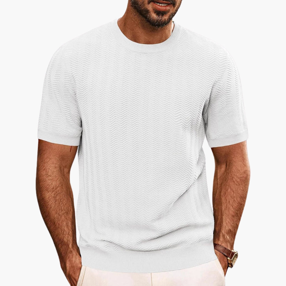 Men's Relaxed Fit Short Sleeve T-Shirt - Chevron Knit Texture