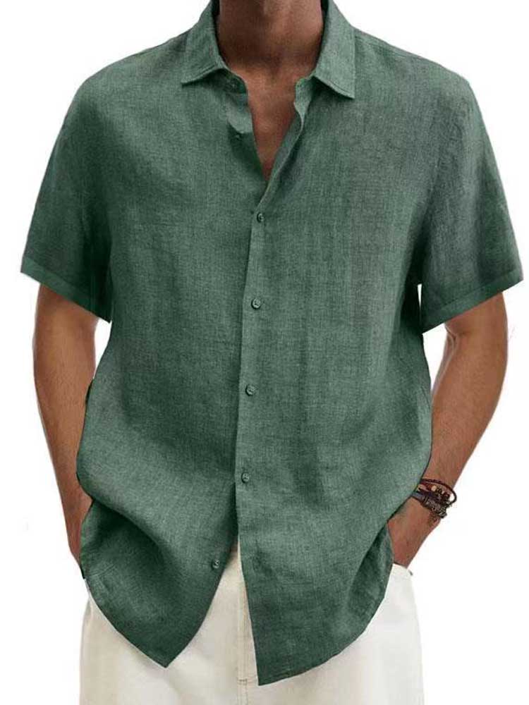 Men's Short Sleeve Button Down Shirt - Lightweight Linen