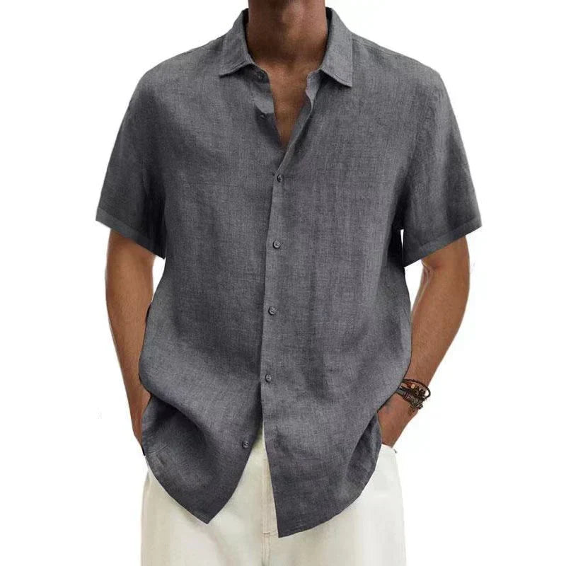 Men's Short Sleeve Button Down Shirt - Lightweight Linen