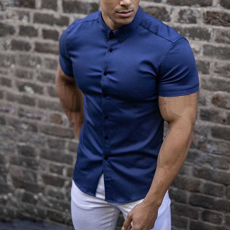 Men's Slim Fit Button Down Shirt - Smooth Weave
