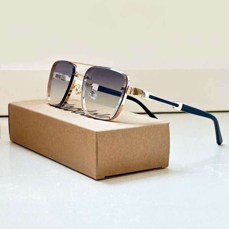 Men's Square Sunglasses - Dual Top Bar and Gradient Lenses
