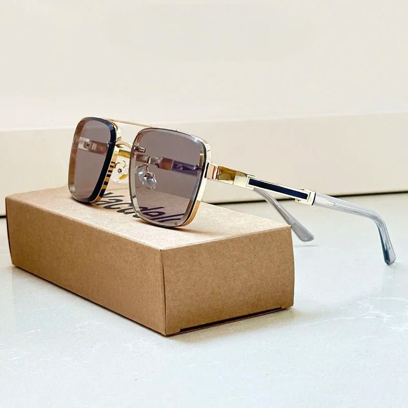 Men's Square Sunglasses - Dual Top Bar and Gradient Lenses