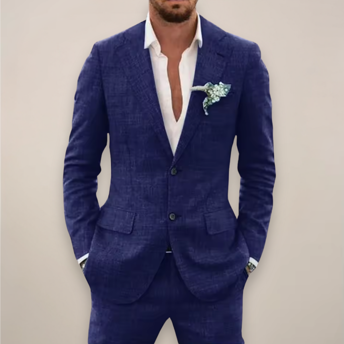 Men's Two-Piece Suit Set Single-Breasted and Tailored Fit