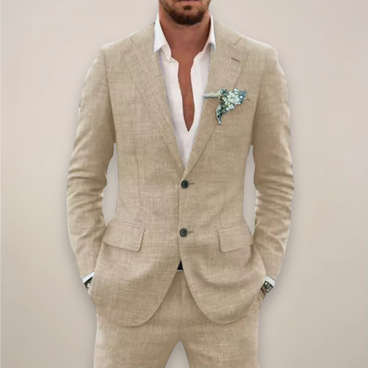 Men's Two-Piece Suit Set Single-Breasted and Tailored Fit