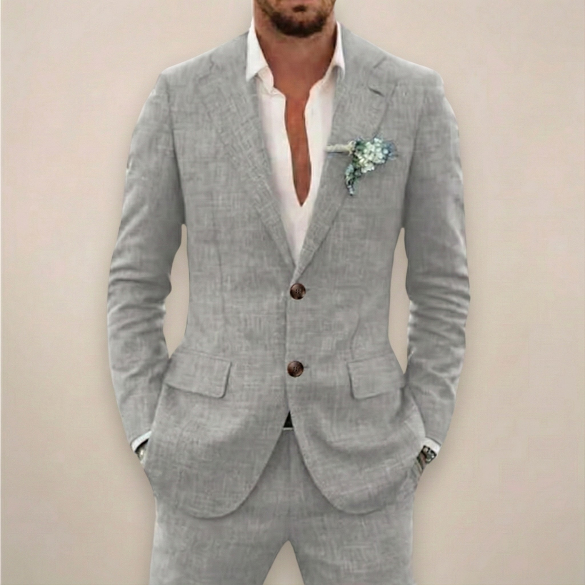 Men's Two-Piece Suit Set Single-Breasted and Tailored Fit