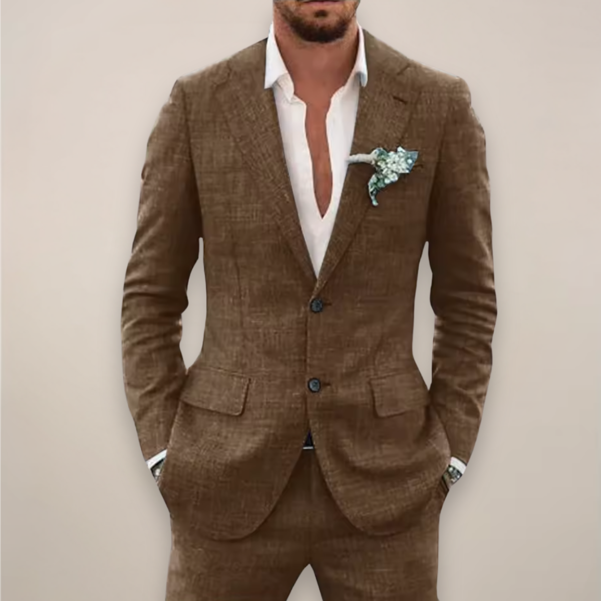 Men's Two-Piece Suit Set Single-Breasted and Tailored Fit