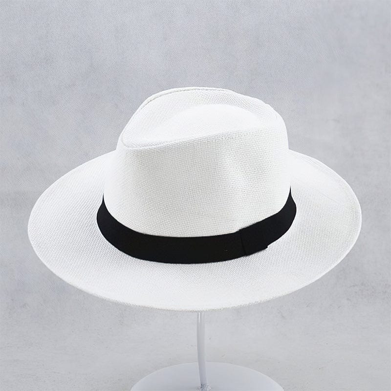 Unisex Wide Brim Panama Hat - Handcrafted with Contrast Band