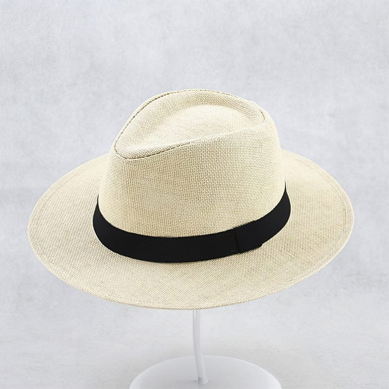 Unisex Wide Brim Panama Hat - Handcrafted with Contrast Band