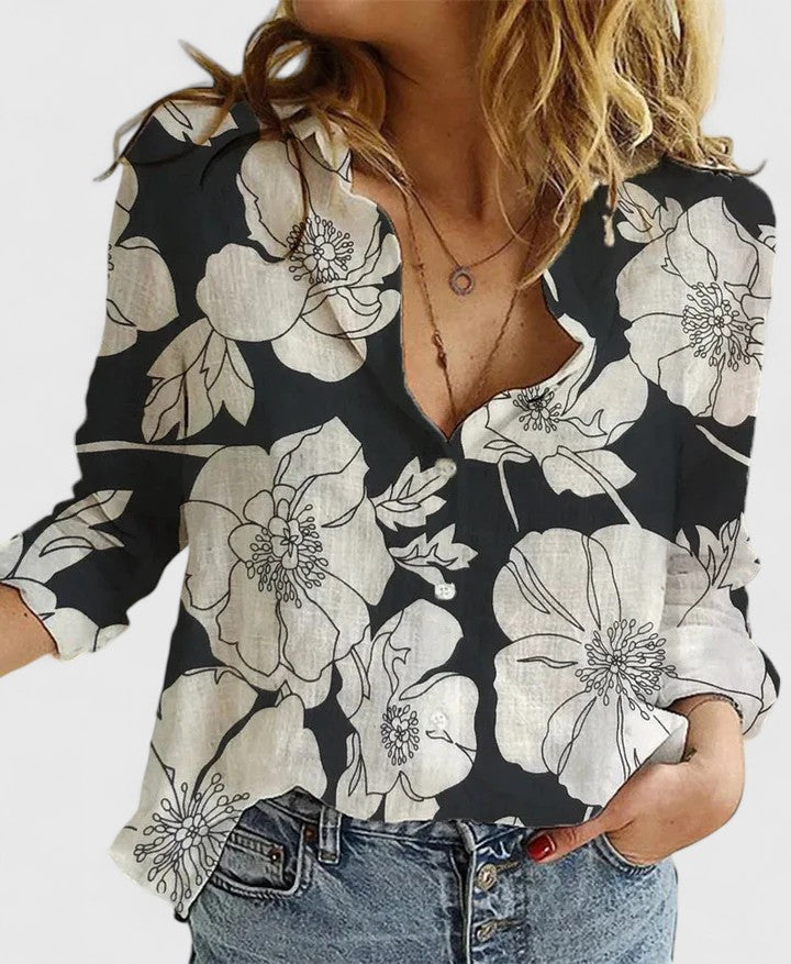 Women Linen Blouse Button Down Casual Summer Top