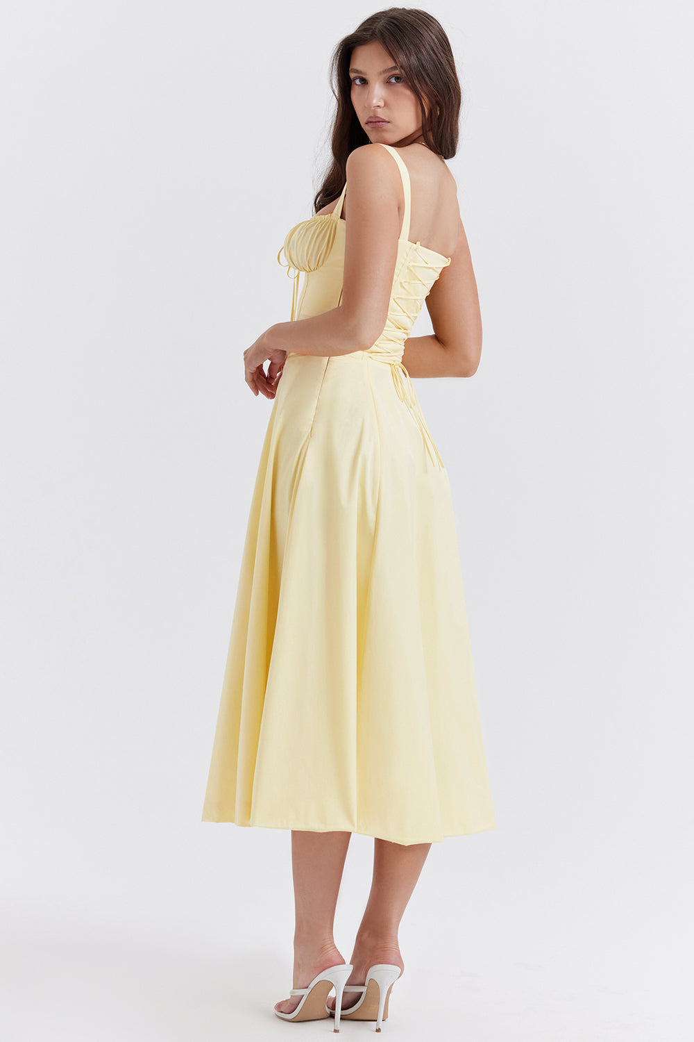 Women Midi Dress A Line Wedding Guest Dress Corset Bustier