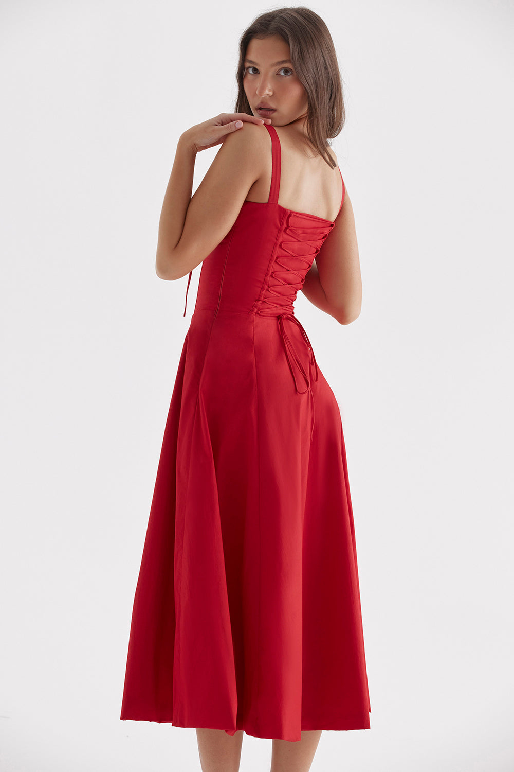 Women Midi Dress A Line Wedding Guest Dress Corset Bustier