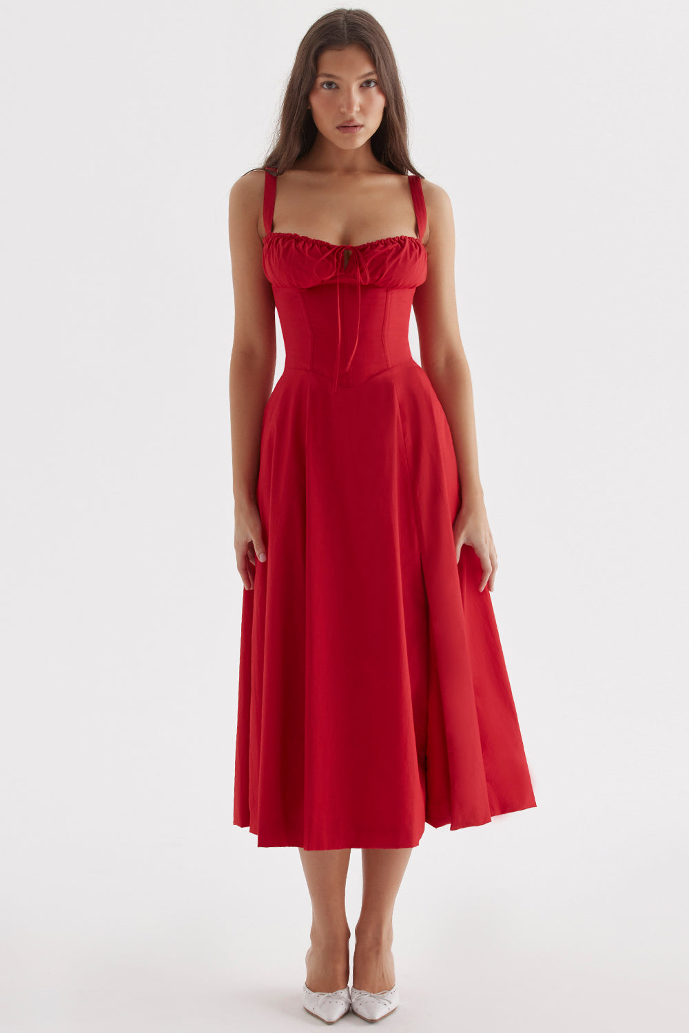 Women Midi Dress A Line Wedding Guest Dress Corset Bustier