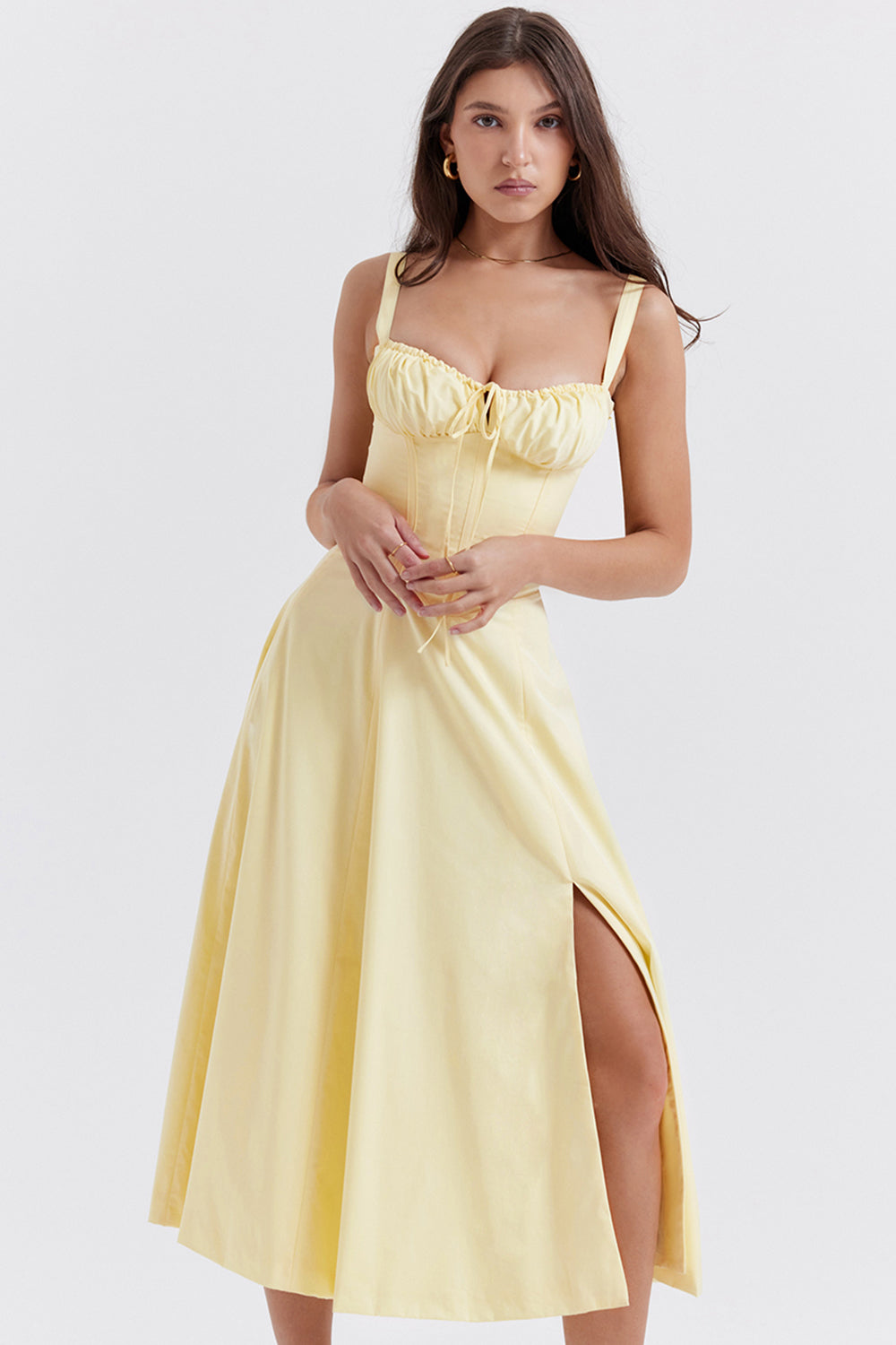 Women Midi Dress A Line Wedding Guest Dress Corset Bustier
