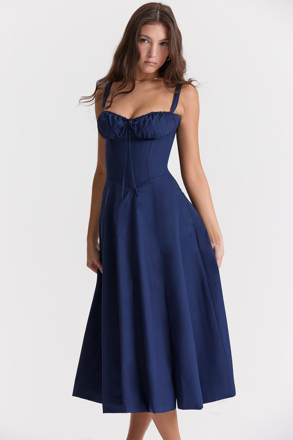 Women Midi Dress A Line Wedding Guest Dress Corset Bustier