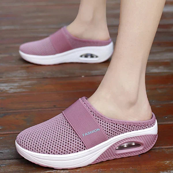 Women’s Backless Slip-On Sneakers - Lightweight Knit Weave