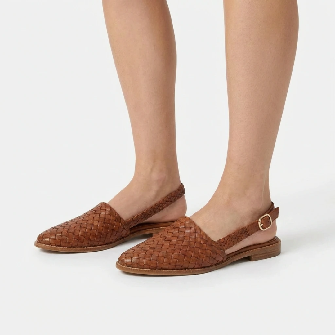 Women's Ballerina Sandals Woven Ballet Pumps Slingback