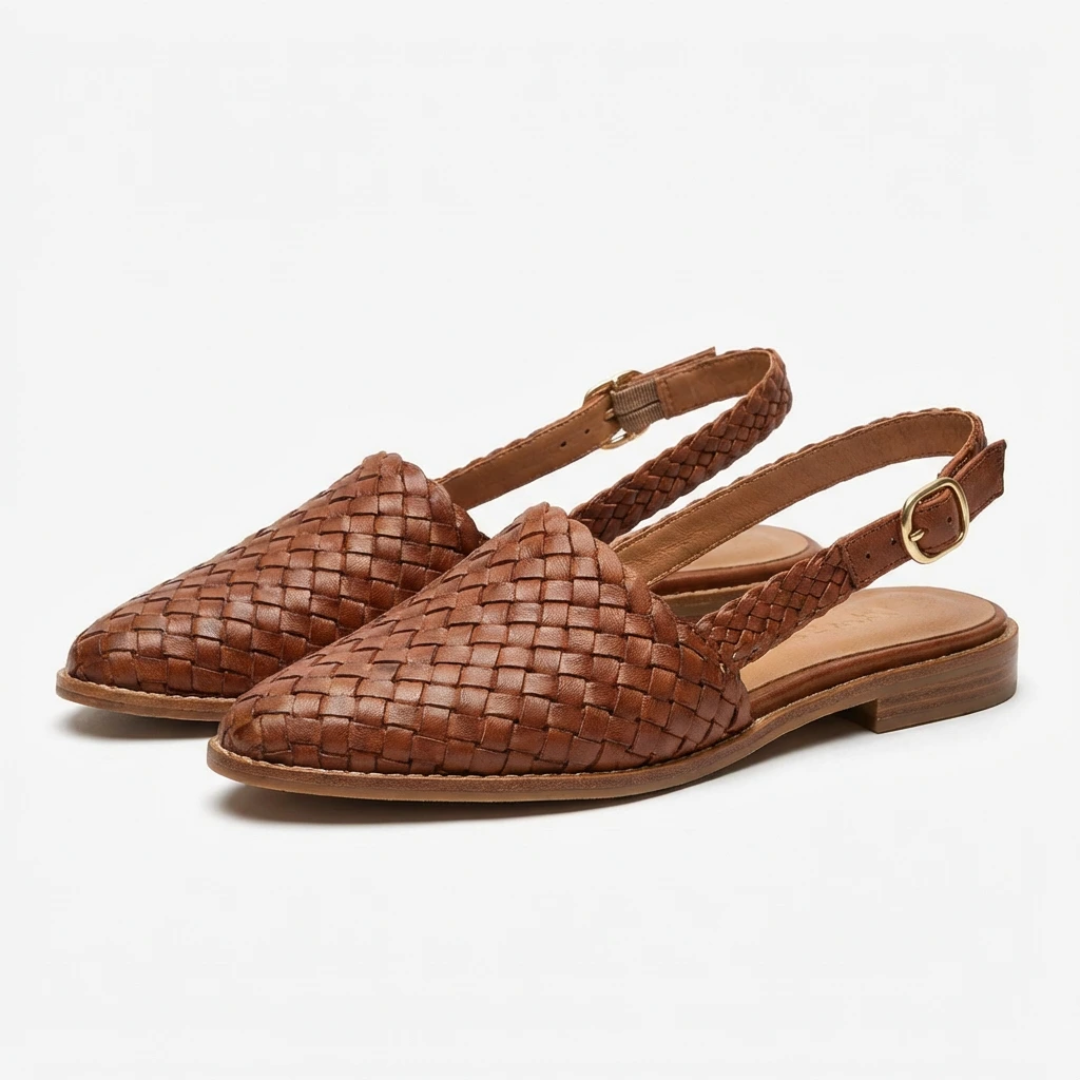 Women's Ballerina Sandals Woven Ballet Pumps Slingback
