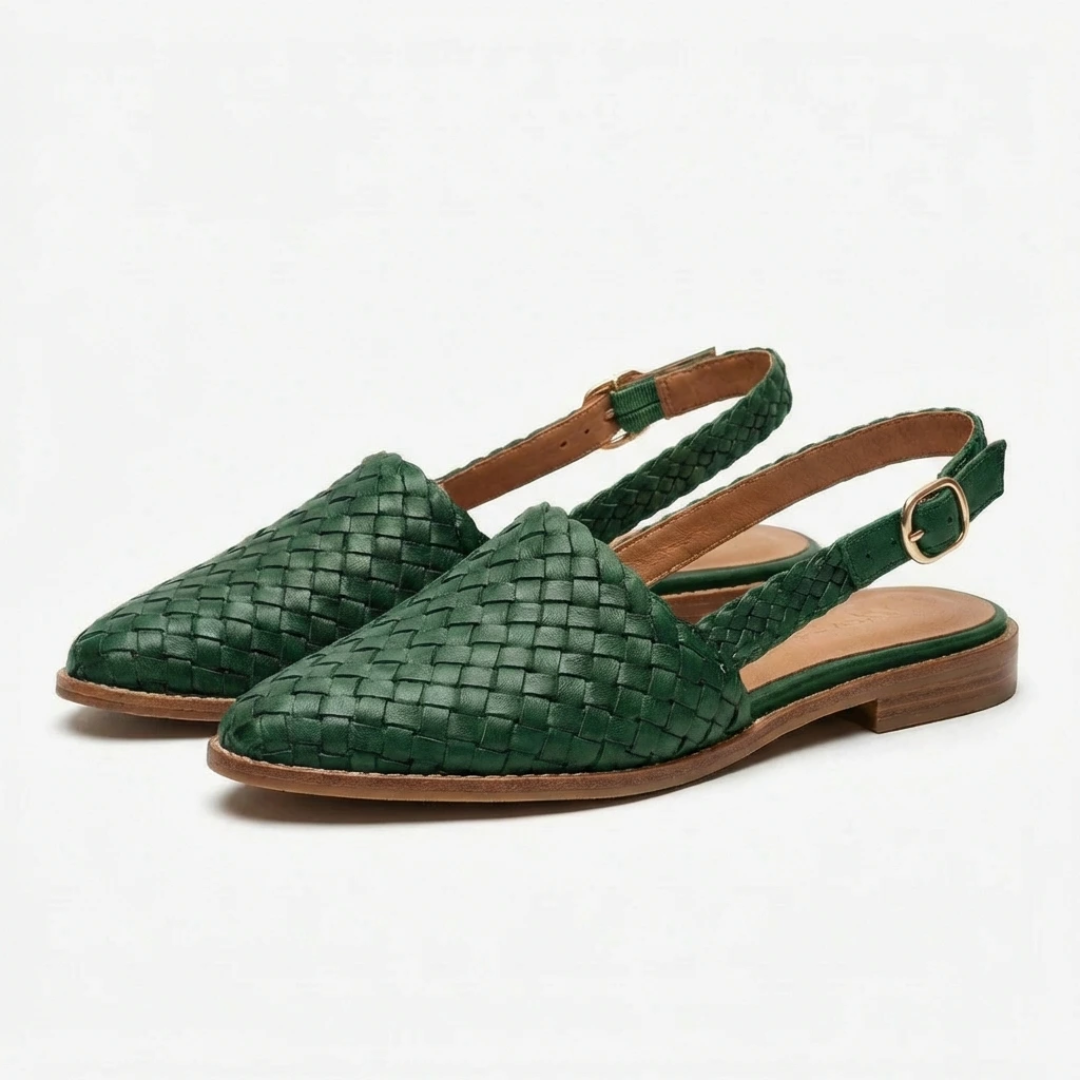 Women's Ballerina Sandals Woven Ballet Pumps Slingback