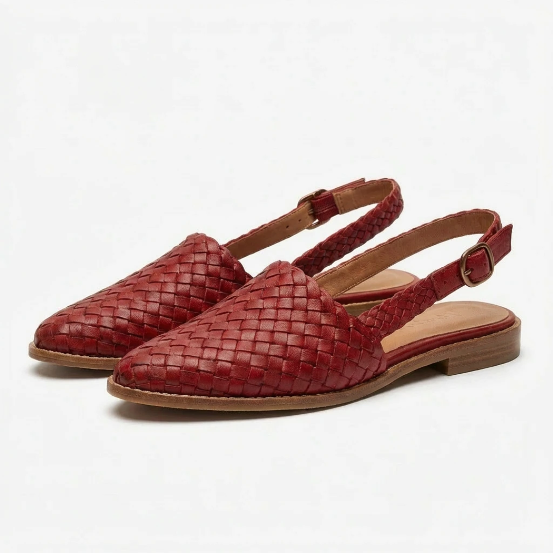 Women's Ballerina Sandals Woven Ballet Pumps Slingback