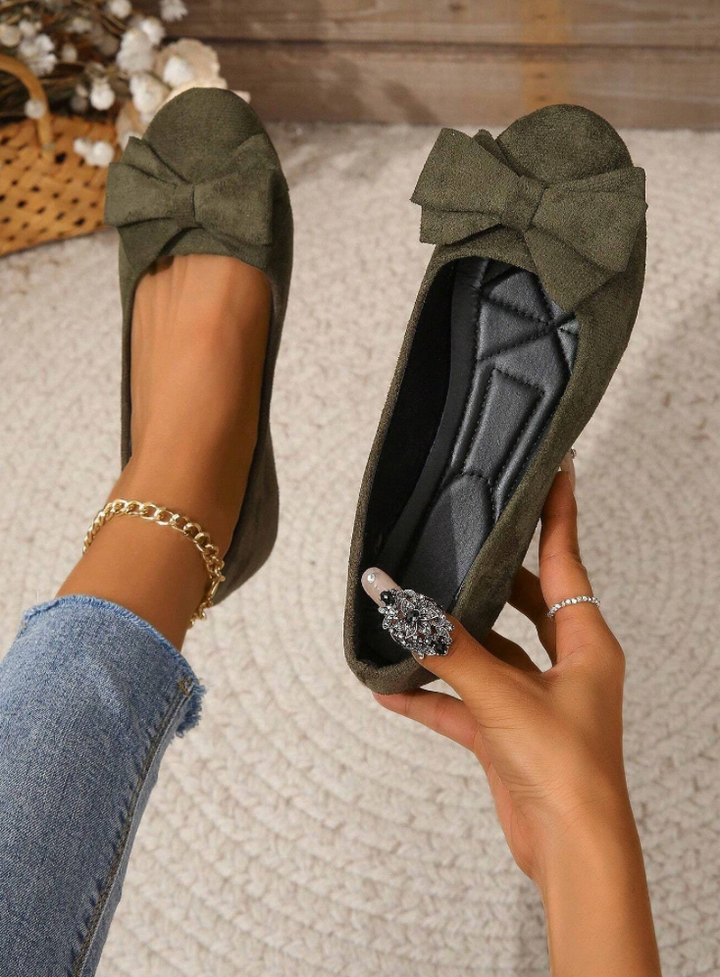 Women's Bow Detail Ballet Flats Slip-on Comfort Shoes