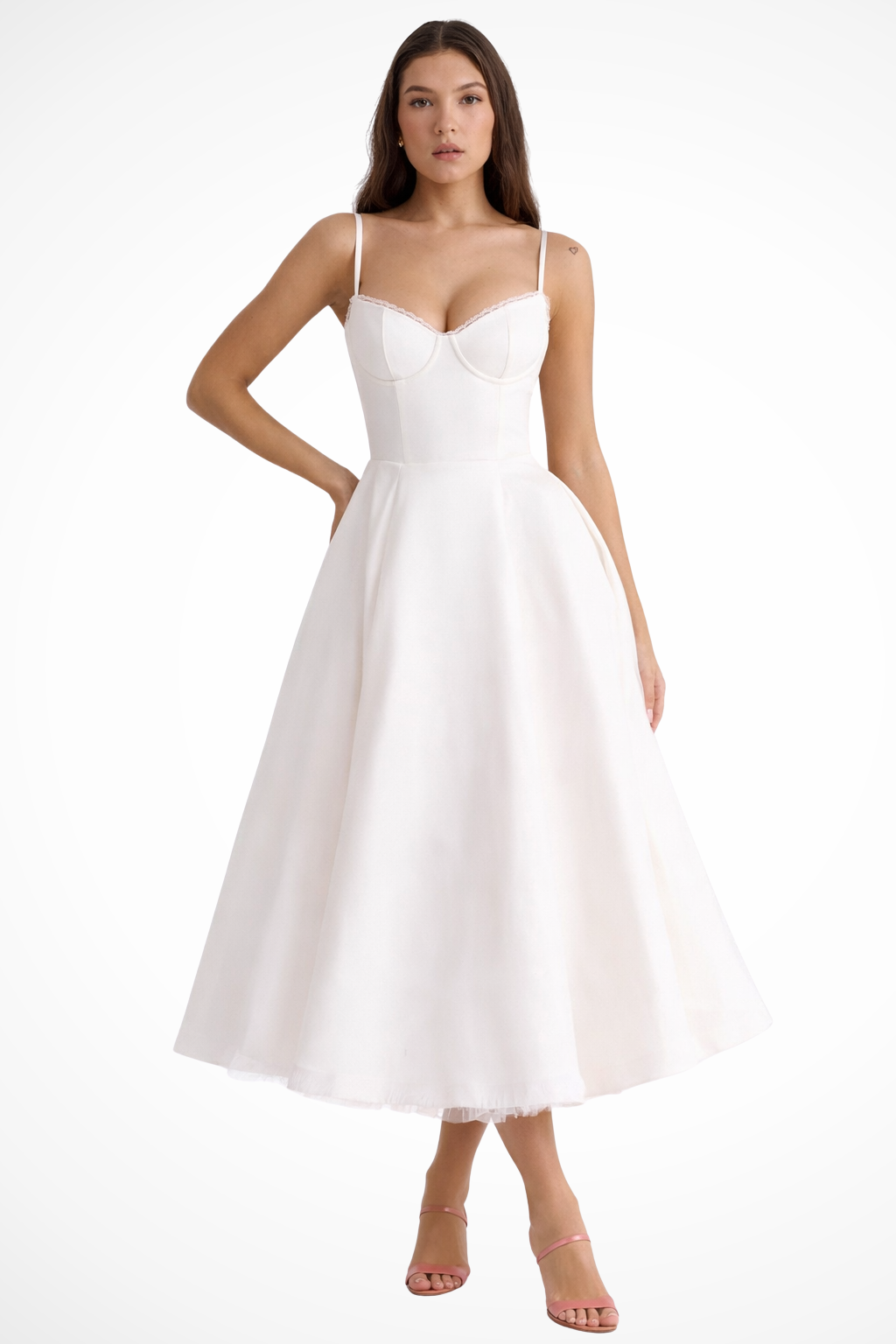 Women's Corset Midi Dress Sweetheart Wedding Guest A Line