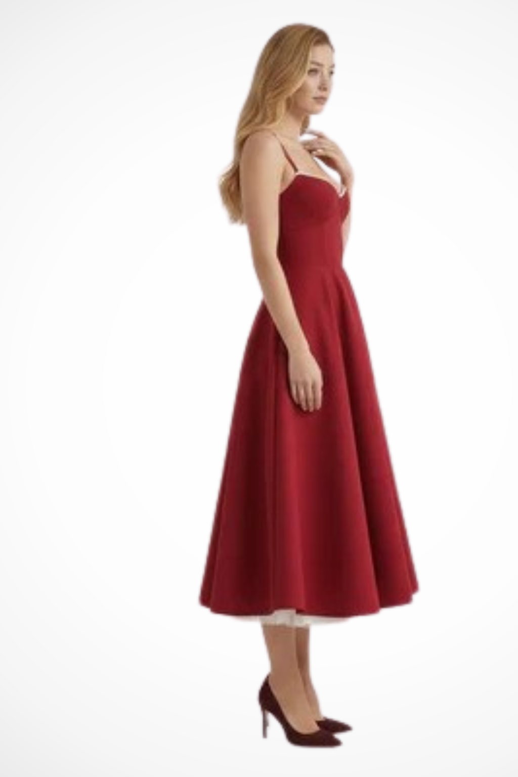 Women's Corset Midi Dress Sweetheart Wedding Guest A Line