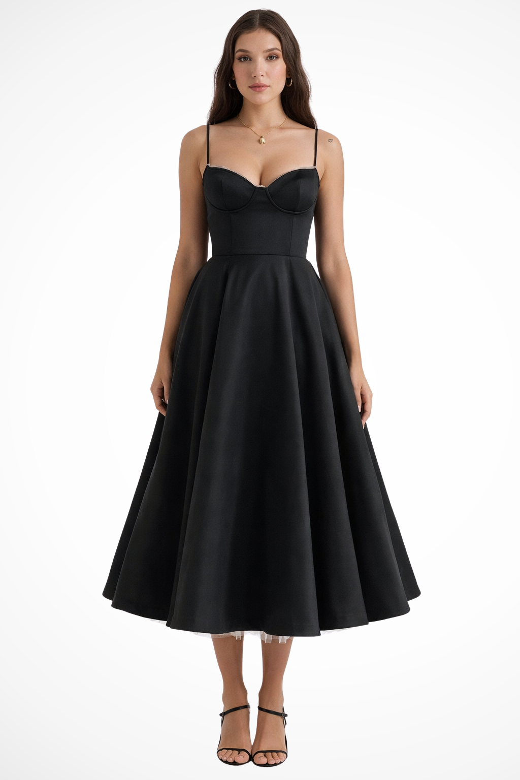 Women's Corset Midi Dress Sweetheart Wedding Guest A Line