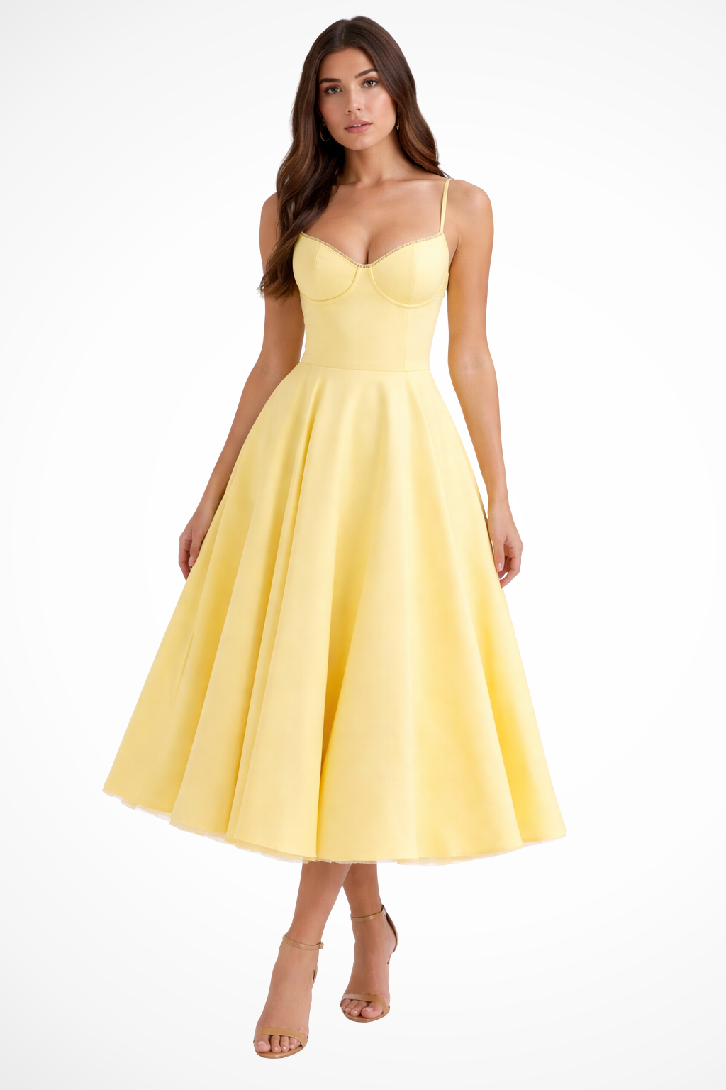 Women's Corset Midi Dress Sweetheart Wedding Guest A Line