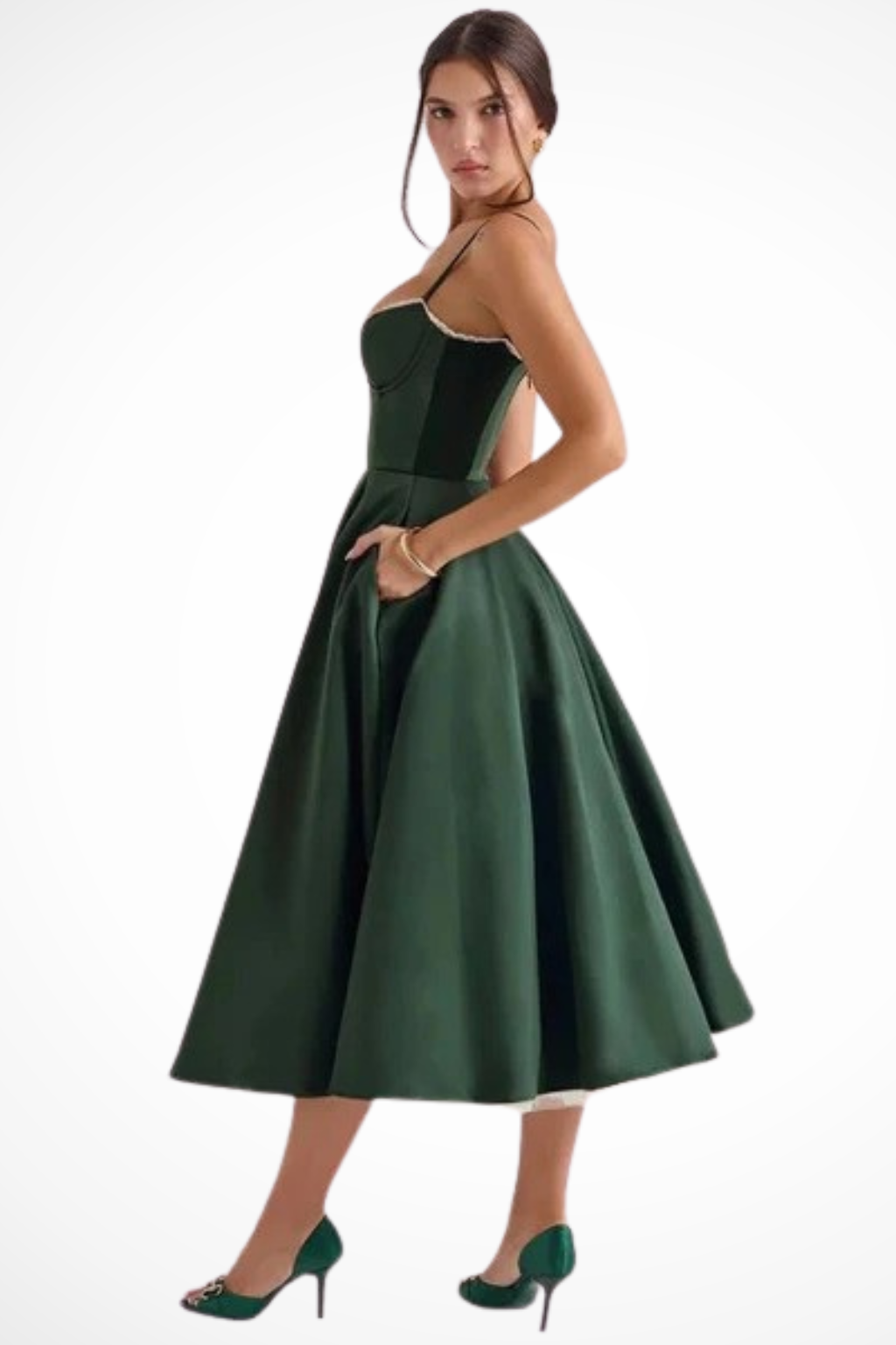 Women's Corset Midi Dress Sweetheart Wedding Guest A Line