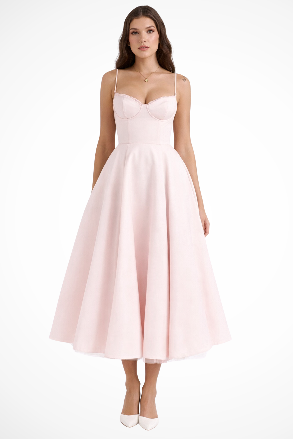 Women's Corset Midi Dress Sweetheart Wedding Guest A Line