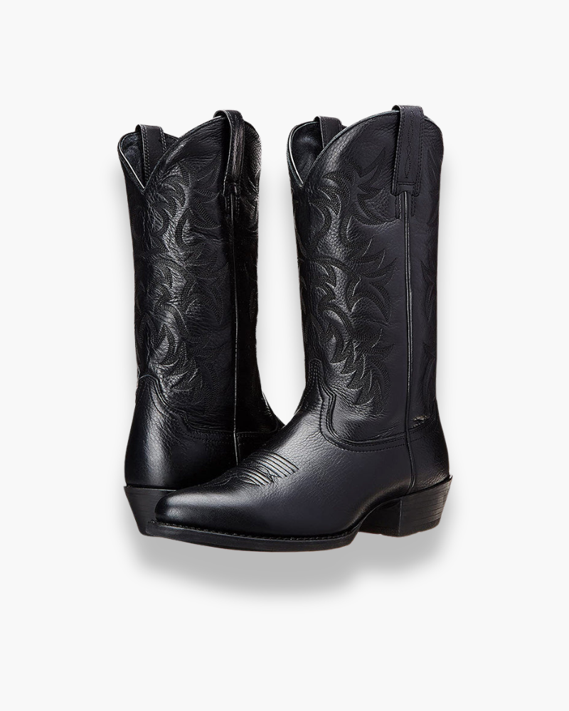 Women's Cowboy Boots - Ornate Western Stitching and Block Heel Detail